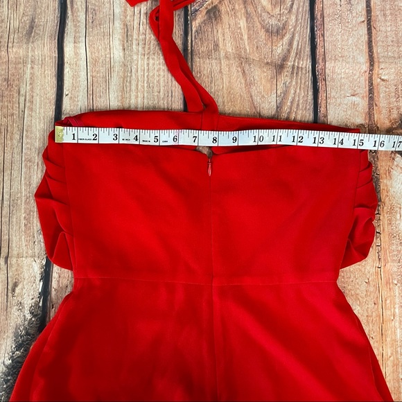 L’Agence Red Keyhole Matte Crepe Halter Dress - Picture 10 of 12